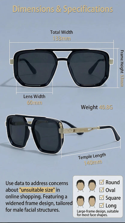 Polarized Square Sunglasses Men 2026 Luxury Vintage Double Bridge Gradient Lens Driving Shades Retro Flat Top Sun Glasses Male
