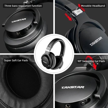 Takstar PRO82 Professional Monitor Headphones – HiFi Stereo Wired Studio Headset for Recording, Gaming & Bass Adjustable Precision Sound