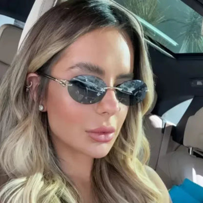 Oval Rimless Sunglasses High-End Casual and Luxurious Women's Borderless Sun Glasses Fashion and Personalized Sunglasses