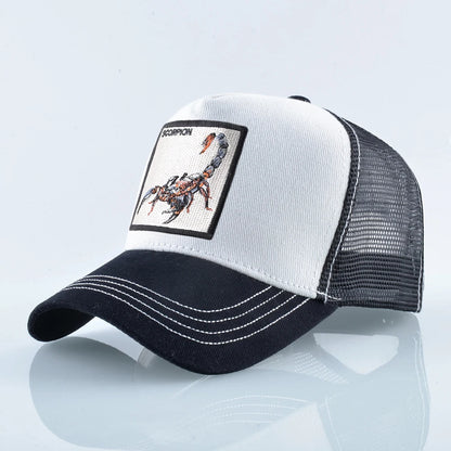 Unisex truckerpet met geborduurde schorpioenpatch – Baseballpet voor heren en dames – Snapback – Hiphop-pet – Ademende pet met klep voor buitengebruik