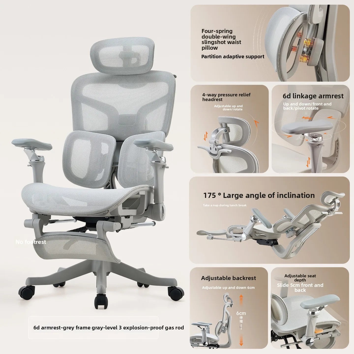 S950 Ergonomic Office Chair Adjustable Computer Chair, Gaming Chair with Lumbar Support, Comfortable Study Chair for Home Office & Work