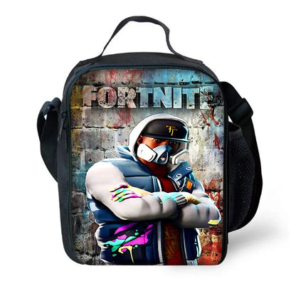 Saco térmico infantil F-FortniteS de grande capacidade para menino e menina, estudante, piquenique ao ar livre, lancheira térmica reutilizável de jogo popular