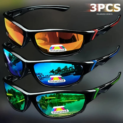 1/3PCS Vintage Sports Sunglasses Men Women Fishing Running Cycling Mountaineering Sport Man Sun Glasses Anti-Glare UV400
