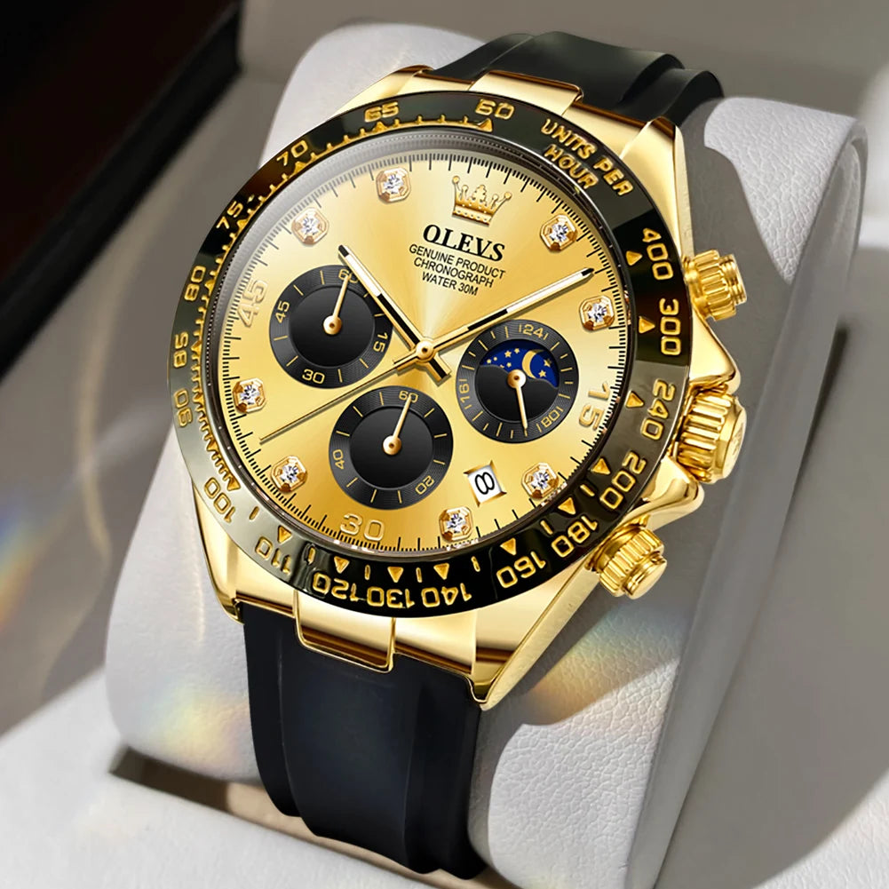 OLEVS Men’s Watch – Luxury quartz watch, water-resistant and luminescent, featuring a chronograph and date display – Men’s sports watch from a leading brand