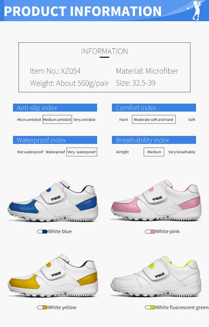 PGM Scarpe da golf per bambini e bambine, scarpe da ginnastica antiscivolo in pelle per l'outdoor, scarpe sportive per bambini XZ054
