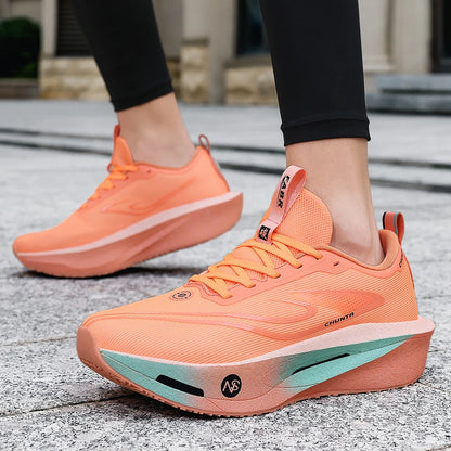 Løbesko med kulfiberplade til maraton, åndbare, lette, komfortable og skridsikre sportssneakers til mænd og kvinder