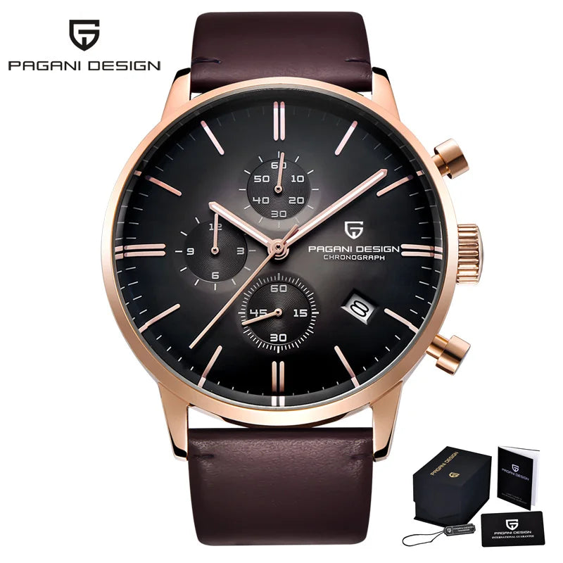 PAGANI DESIGN New 2720K Men Watch VK67 Quartz Wristwatch Multi functional Chronograph Sapphire Glass Waterproof Clock Watch Gift