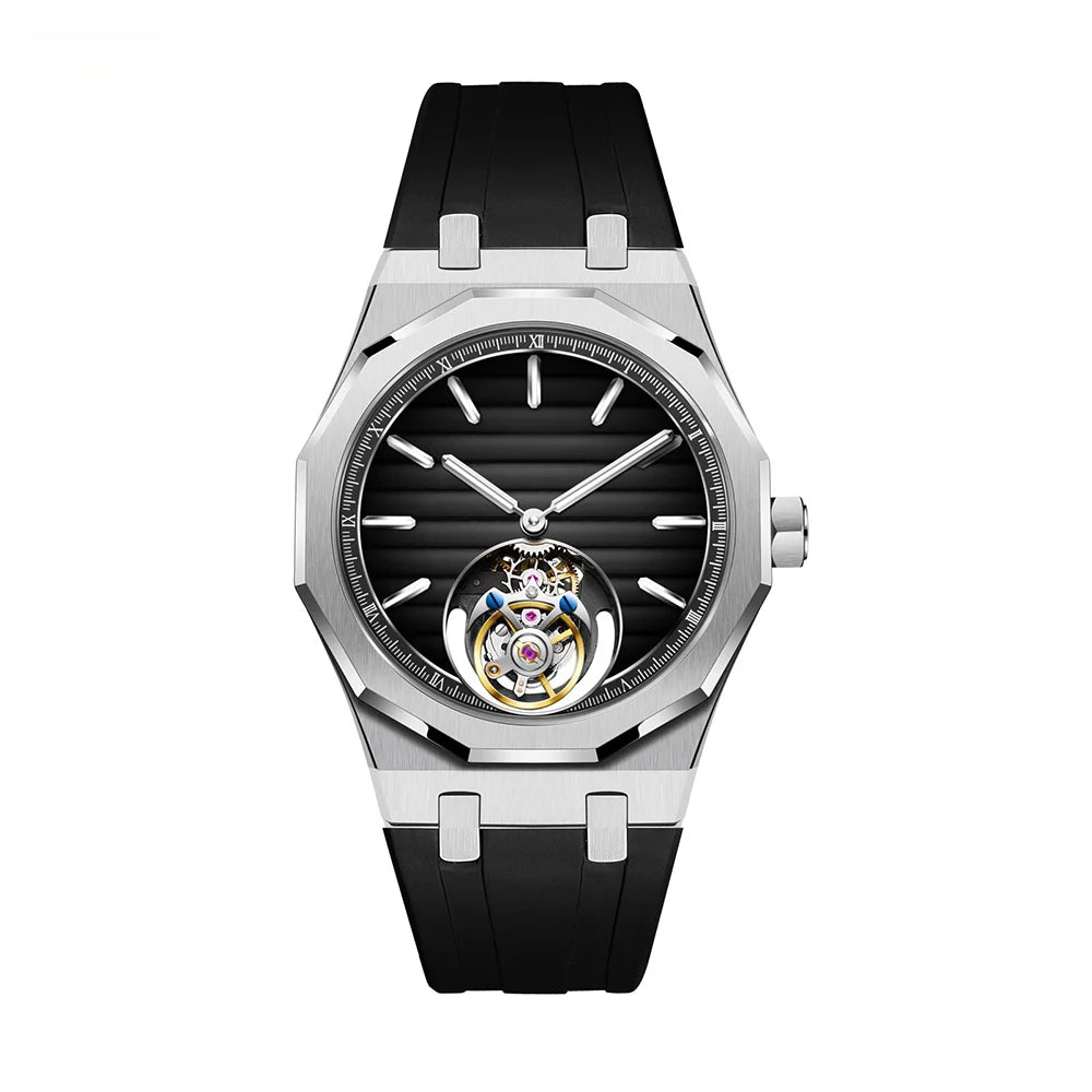 Raymondoya Men's Flying Tourbillon Movement Mechanical Automatic Luxury Watches Wristwatches Skeleton Watch Brand For Men Sapphire