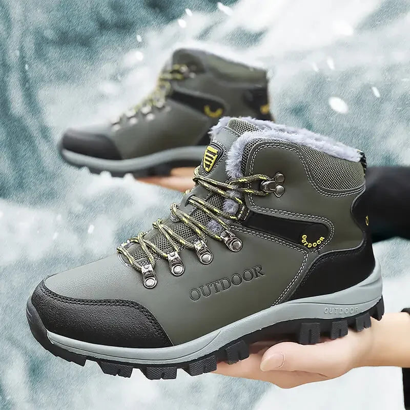 Bottes de neige en coton pour hommes, chaussures montantes, randonnée en plein air, chaudes, confortables, étanches, mode vintage, automne, hiver