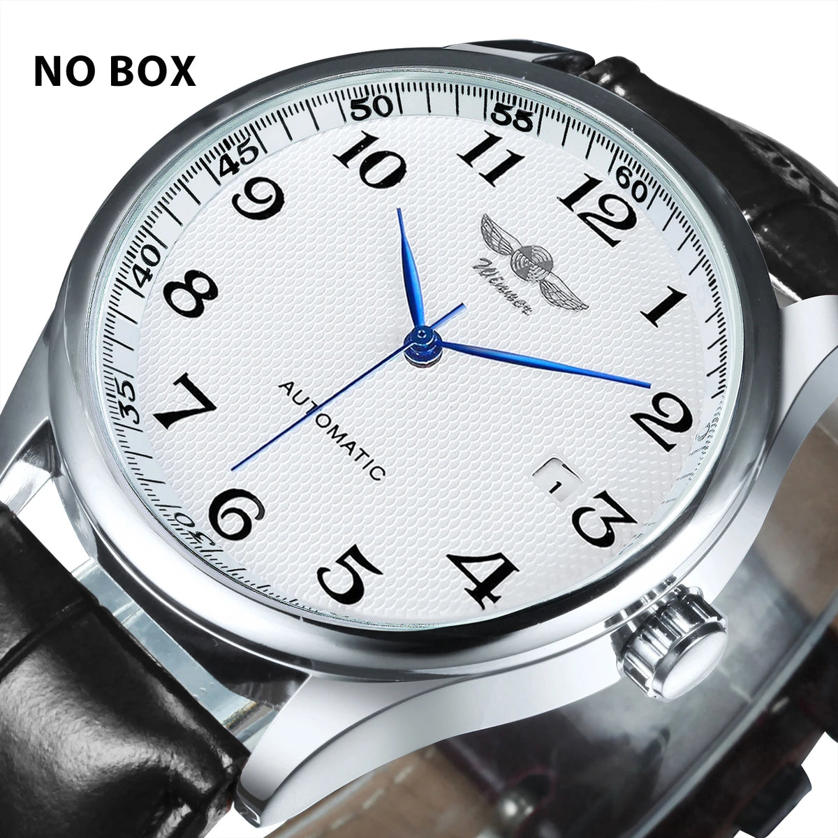 WINNER Men’s Watch – Classic, retro and elegant style – Automatic mechanical watch with date display – Luxury brand, steel case and leather strap