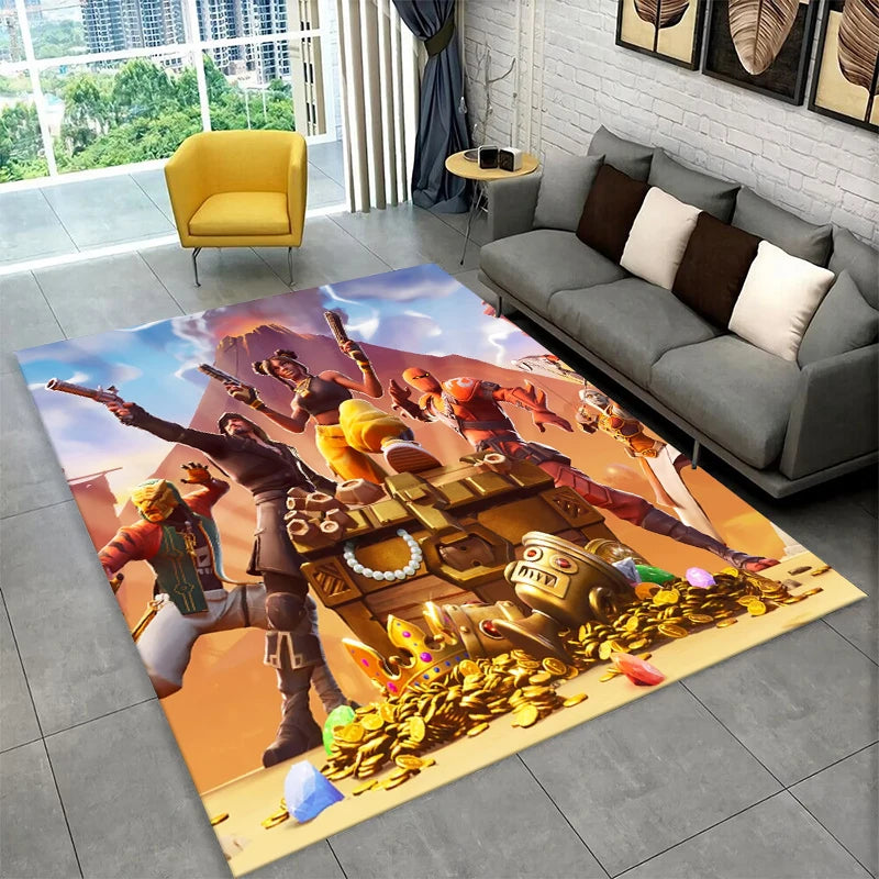 Cartoon F-Fortnite Game Gamer Carpet Rug for Playroom Bedroom Living Room Sofa Home Decor,kids Area Rug Non-slip Floor Mat