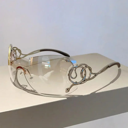 KLASSNUM Y2K Vintage Women's Luxury Sunglasses Gradient SunGlasses Men Rimless Pilot Goggles Uv400 Unisex Glasse for Spicy Girl