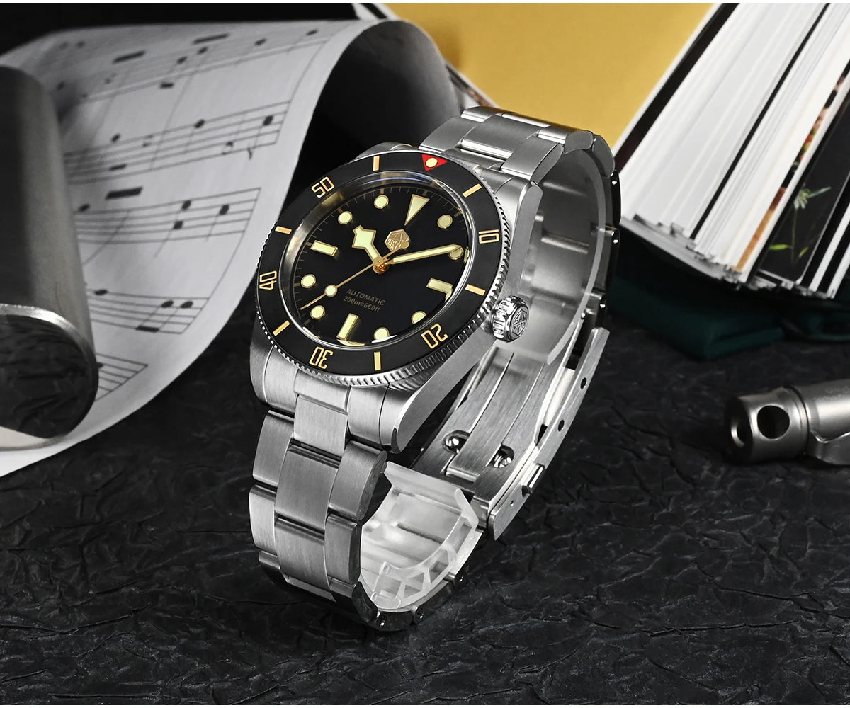 San Martin New 37mm BB54 Vintage Diver Watch ST2130 Automatic Mechanical Men Wristwatch Sapphire Luminous Waterproof 200m SN0138