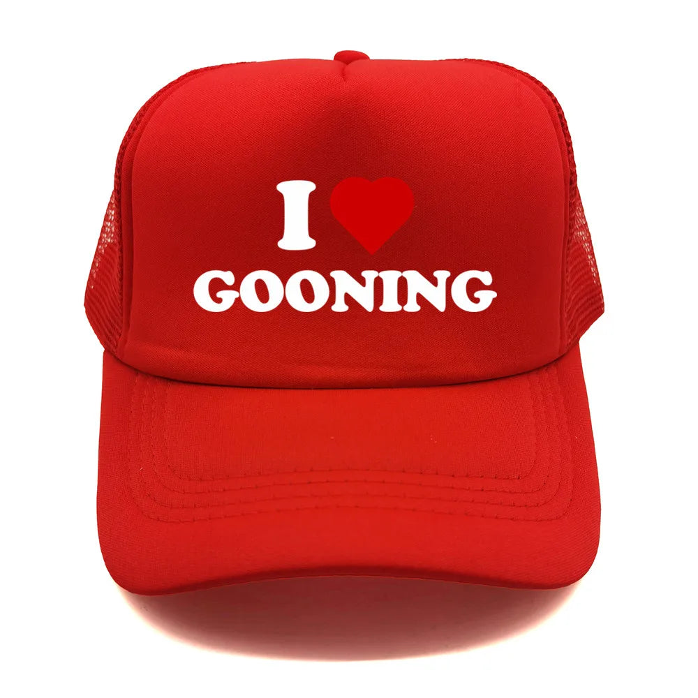 Забавни бейзболни шапки „I Love Gooning“ – готини летни мъжки шапки от мрежа, хумористични шапки тип „тракър“, унисекс шапки от мрежа за външни дейности MZ-080
