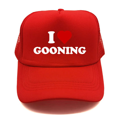 Забавни бейзболни шапки „I Love Gooning“ – готини летни мъжки шапки от мрежа, хумористични шапки тип „тракър“, унисекс шапки от мрежа за външни дейности MZ-080