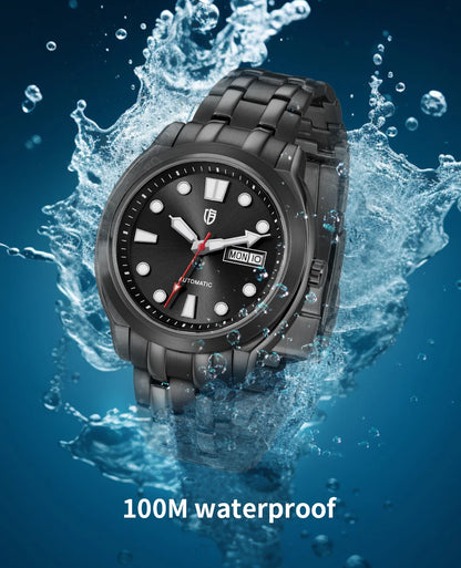 BERNY Automatic Men Watch Supper Luminous Sapphire Stainless Steel 100M Waterproof Business Casual Mechanical Wristwatch for Men