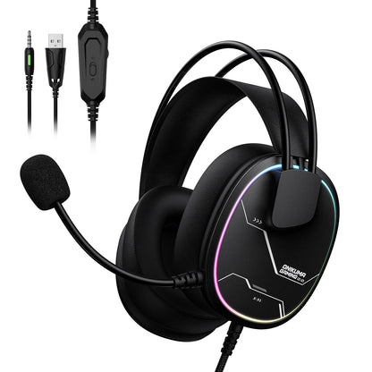 ONIKUMA X91, casque de jeu filaire avec éclairage RGB, casque supra-auriculaire avec microphone flexible, prise audio 3,5 mm pour PC, PS4, ordinateur portable, idéal pour les joueurs.