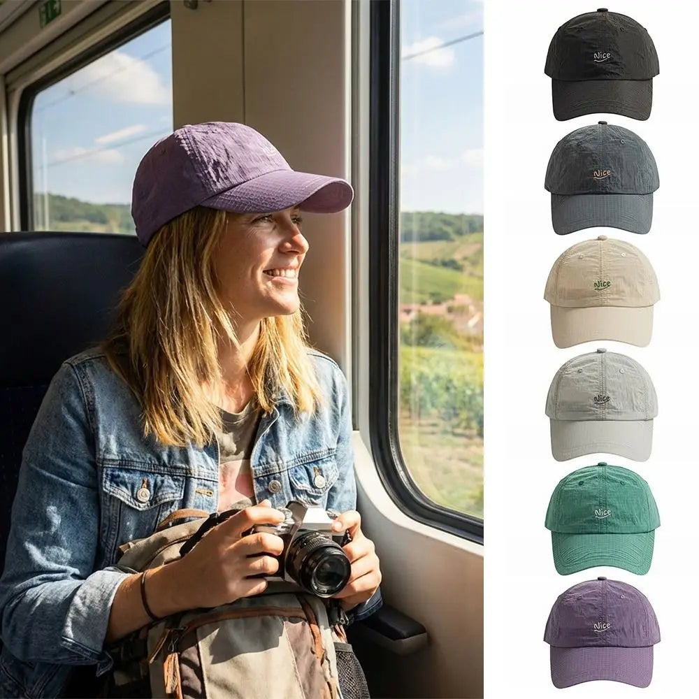 Fashion Plaid Thin Sun Cap Quick-drying Letter Embroidery Sports Running Cap Adjustable Breathable Summer Cap Men Women