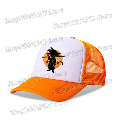 Baseballová čepice Dragon Ball s potiskem z anime, prodyšná čepice s kšiltem, kreslená postavička Goku, letní sportovní čepice typu snapback, síťovaná sluneční čepice, dárek pro děti