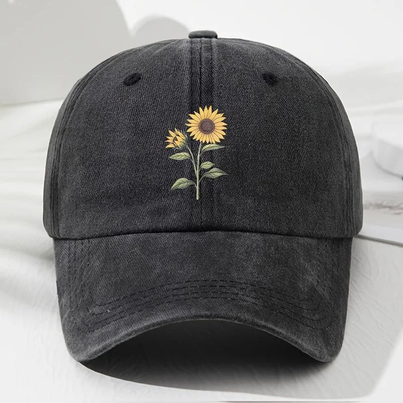Gorra de béisbol tipo «dad hat» con estampado retro de girasoles, ideal para deportes al aire libre, pesca y acampada, gorra de senderismo