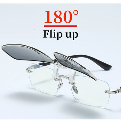 REXXAR Mens Metal Clip on Sunglasses Polarized Eyeglasses UV400 Women Square Night Vision Driving Sun Glasses
