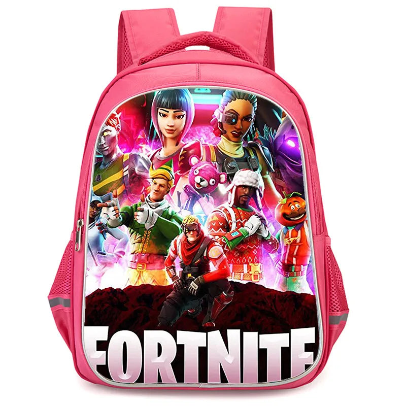 16 Inch Fortnite Cartoon Backpack Unisex for Boys Girls with Dual Zippers Large capacity lightweight student backpack