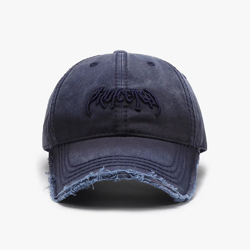 Cappellino da baseball da uomo con ricamo tridimensionale a lettere, parte superiore morbida e bordi grezzi. Modello versatile in stile europeo e americano, regolabile.