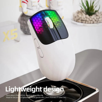 ATTACK SHARK X5 Wireless Mouse Lightweight Tri-Mode Connection 2.4GHz/Wired/Bluetooth RGB Macro Gaming Mouse