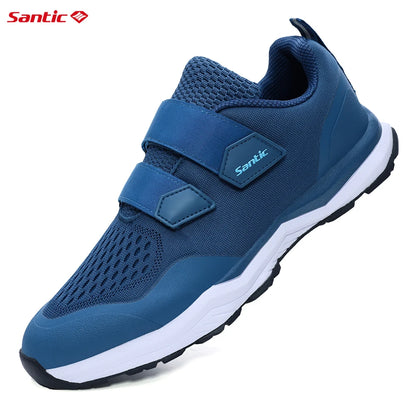 Santic Cycling Shoes Multi-purpose Running SPD Indoor Leisure Shoes Rubber Sole Hook Loop Design 3D Mesh Fabric Sneakers Unisex