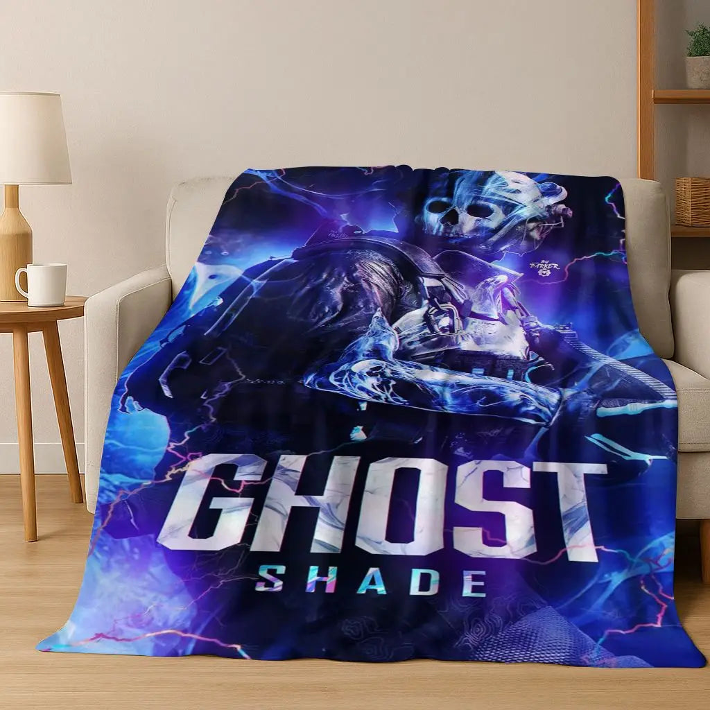 Classic Game Call of Duty Ghost Simon Cartoon Art Flannel Blanket,Cozy Soft Throw Blanket for Home Bedroom Bed Sofa Cover Kid