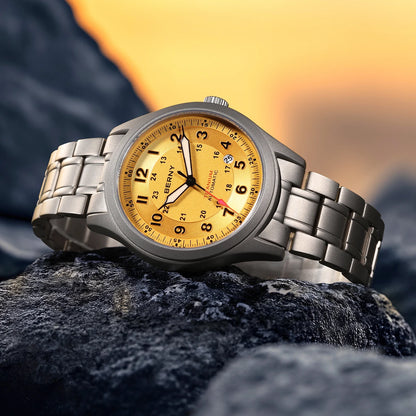 BERNY Full Titanium Automatic Watches for Men Super Luminous Sapphire Mechanical Field Watch Date 10ATM Sports Easy Read