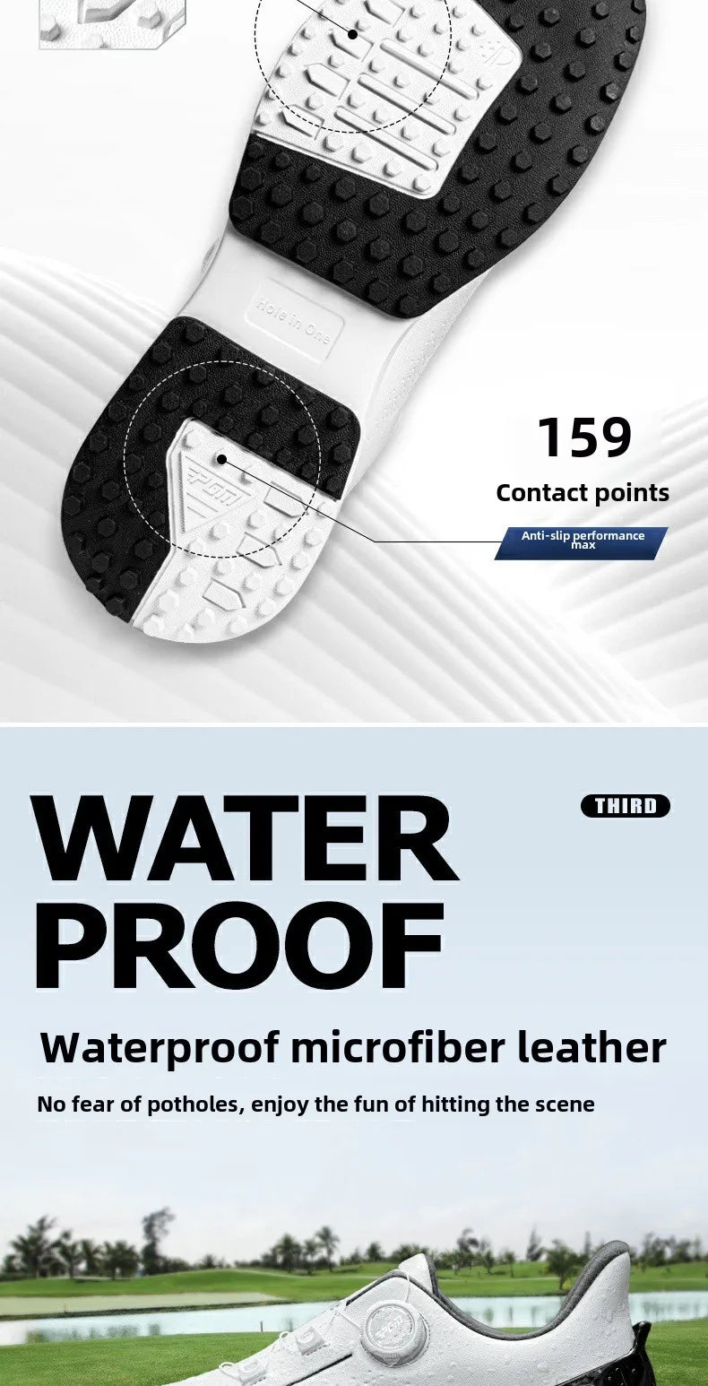 PGM Men's Golf Shoes, Comfortable Cushioned Sneakers with Knobs, Lace-Up, Waterproof and Anti-Slip, Height Increase XZ408