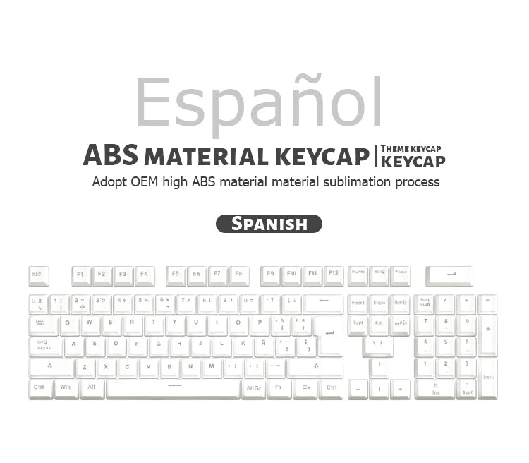 104 Tasten Koreanische, französische, russische, spanische und deutsche hintergrundbeleuchtete Tastenkappen für mechanische Tastaturen mit MX-Switches, OEM-Profil, ABS-Keycaps, DIY