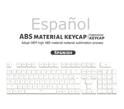 104 Tasten Koreanische, französische, russische, spanische und deutsche hintergrundbeleuchtete Tastenkappen für mechanische Tastaturen mit MX-Switches, OEM-Profil, ABS-Keycaps, DIY