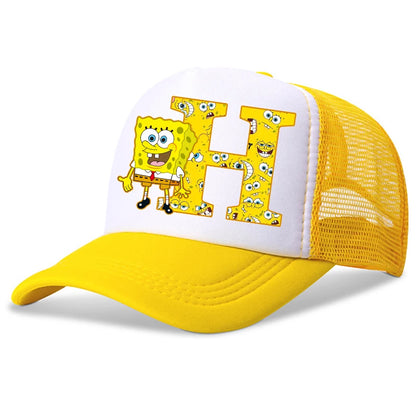 New Spongebob Children Baseball Caps Kawaii Cartoon Letter Printed Hat Kids Casual Sun Hat Adjustable Peaked Cap Birthday Gifts