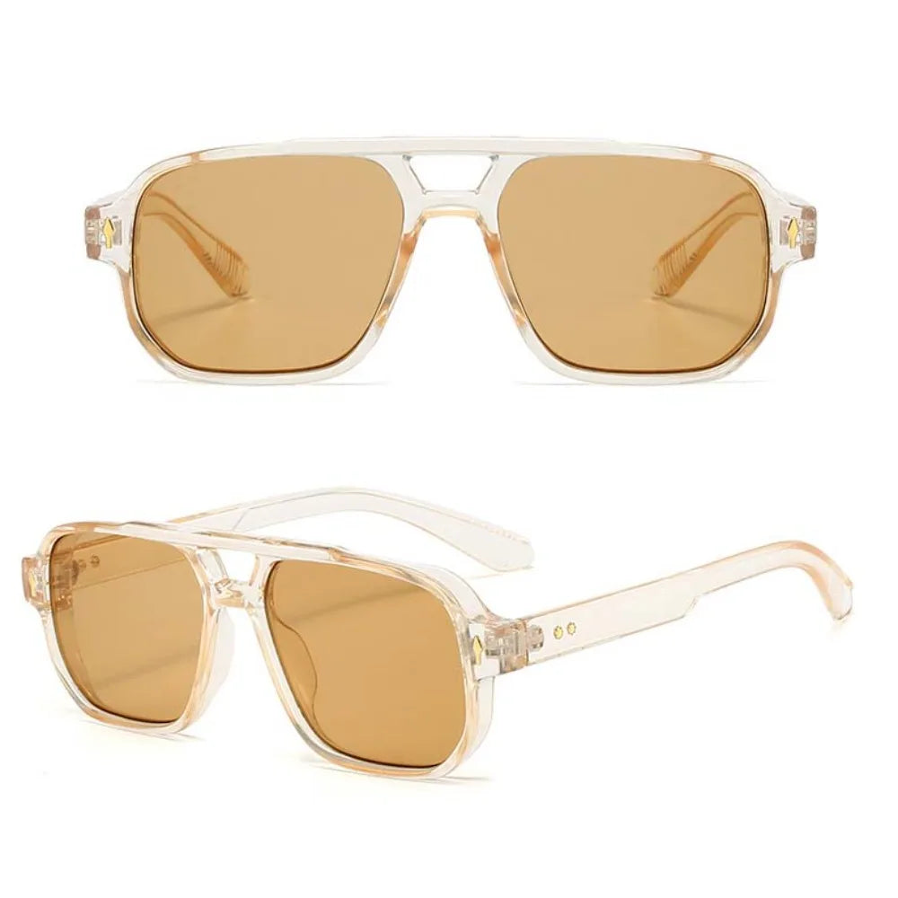 Retro Double Beam Sunnies HD Leopard Print Eyewear Unisex Polarized Sunglasses Waterproof Lightweight Anti-UV Glasses Outdoor