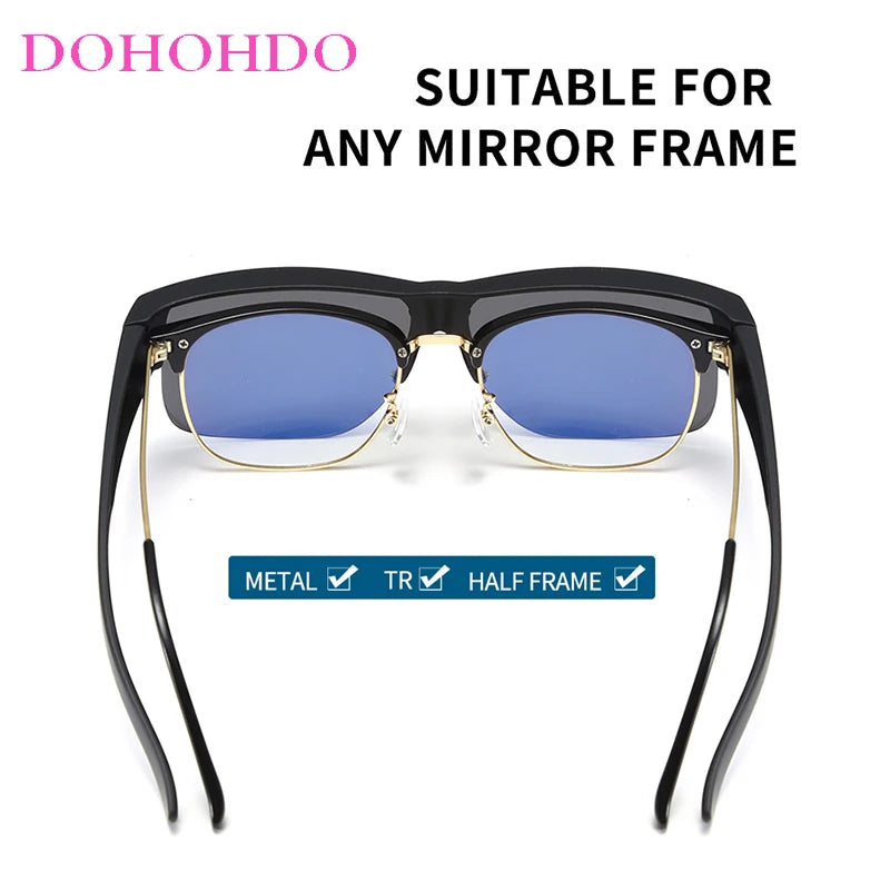 Men For Polarized Sunglasses Myopia Wear Over Prescription Glasses Photochromic Black Lens Half Frame Glasses Vintage Eyewear