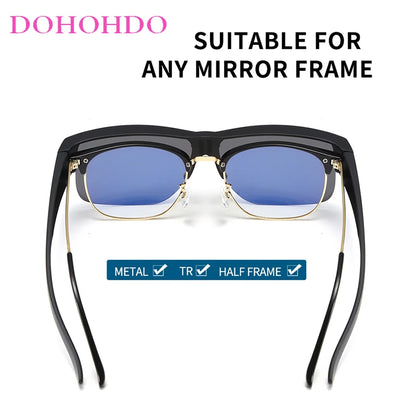 Men For Polarized Sunglasses Myopia Wear Over Prescription Glasses Photochromic Black Lens Half Frame Glasses Vintage Eyewear