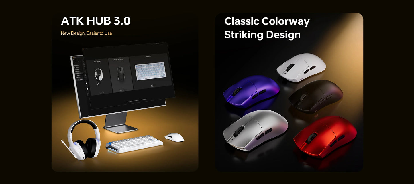 ATK Blazing Sky X1 V2-serien trådlös mus med dubbla lägen Paw 3950ultra 8k återrapporteringsfrekvens anpassad ergonomi e-sport gaming kontorsmus