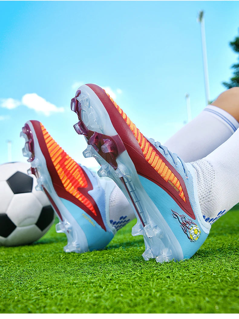 Nouvelles chaussures de football pour hommes, chaussures de sport d'extérieur, chaussures de football pour garçons, respirantes, confortables, crampons longs, chaussures d'entraînement pour adultes, antidérapantes