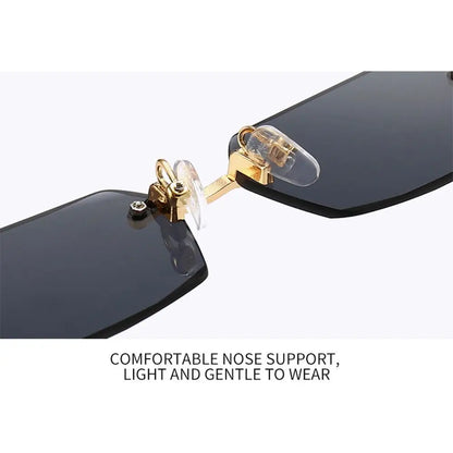 Retro UV400 Protection Rimless Rectangle Sunglasses Y2K Shades Frameless Sun Glasses for Women & Men