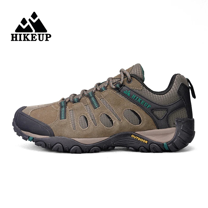 HIKEUP Hiking Shoes Mens Winter Climbing Trekking Sneakers for Men Leather Breathable Outdoor Anti-skid Sports Work Man Shoes
