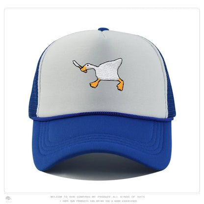 Embroidered baseball cap with goose pattern for men and women, casual and fashionable city style duckbill cap