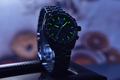 PAGANI DESIGN Moon-ur – Luksus-kvarts-kronograf til mænd, sporty stil, safirglas med antirefleksbehandling, selvlysende display