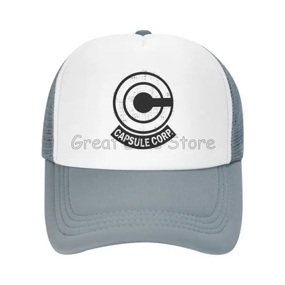 „Capsule Corp“ tinklinės beisbolo kepurės, unisex, hip-hop stiliaus „trucker“ kepurės, anime DBZ stiliaus „dad hat“ kepurės, reguliuojamos lenktyninės kepurės, vasarinės „trucker“ kepurės su užsegimu