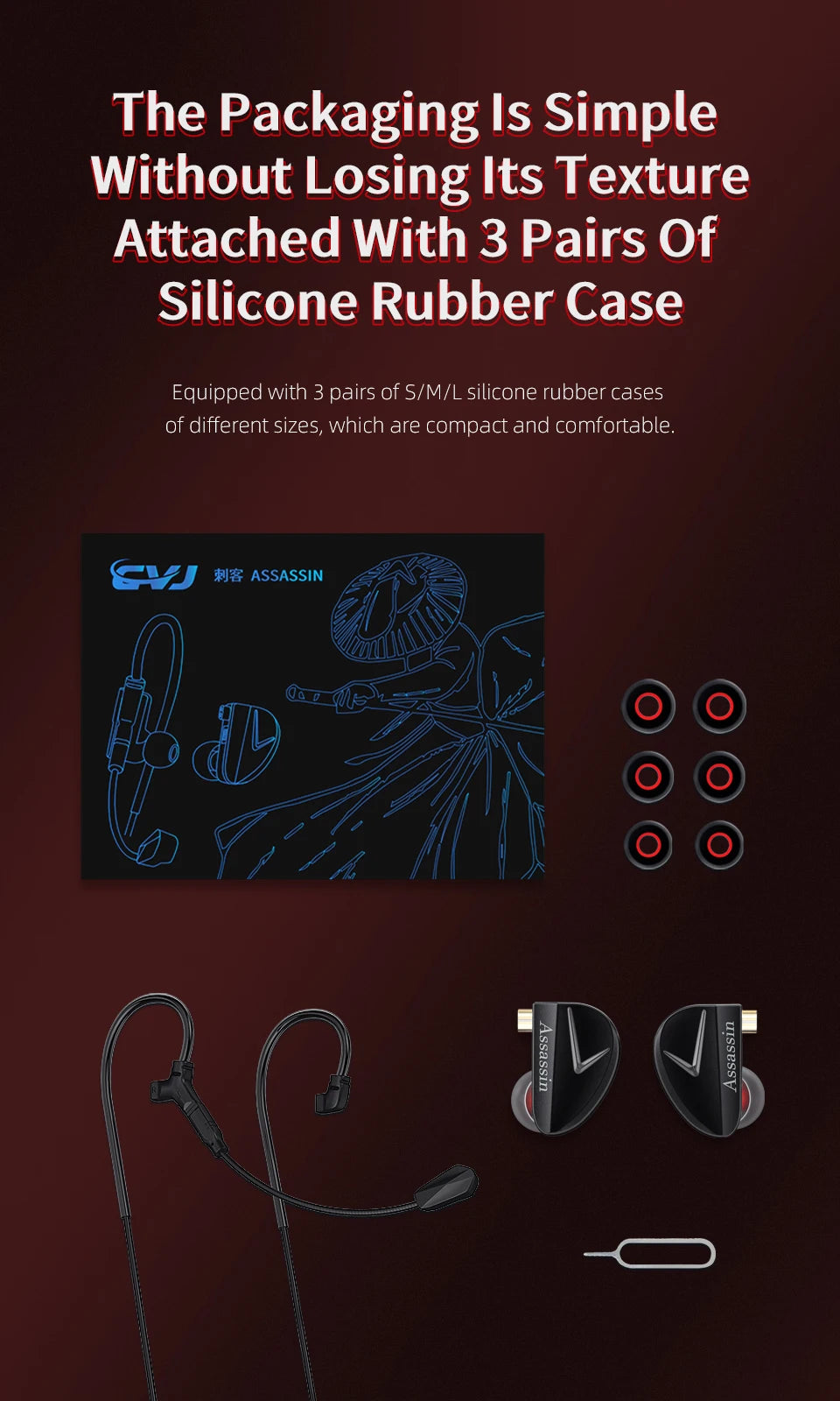 CVJ Assassin Earphones 1BA+1DD+1Vibration Switch Adjustable Gaming E-sports In-Ear 3.5mm&Type-C Hifi Headphones