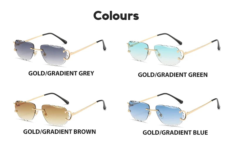 Retro Sunglasses For Men And Women High-End Frameless Fashion UV400 Irregular Cut Lenses Women Sun Glasses