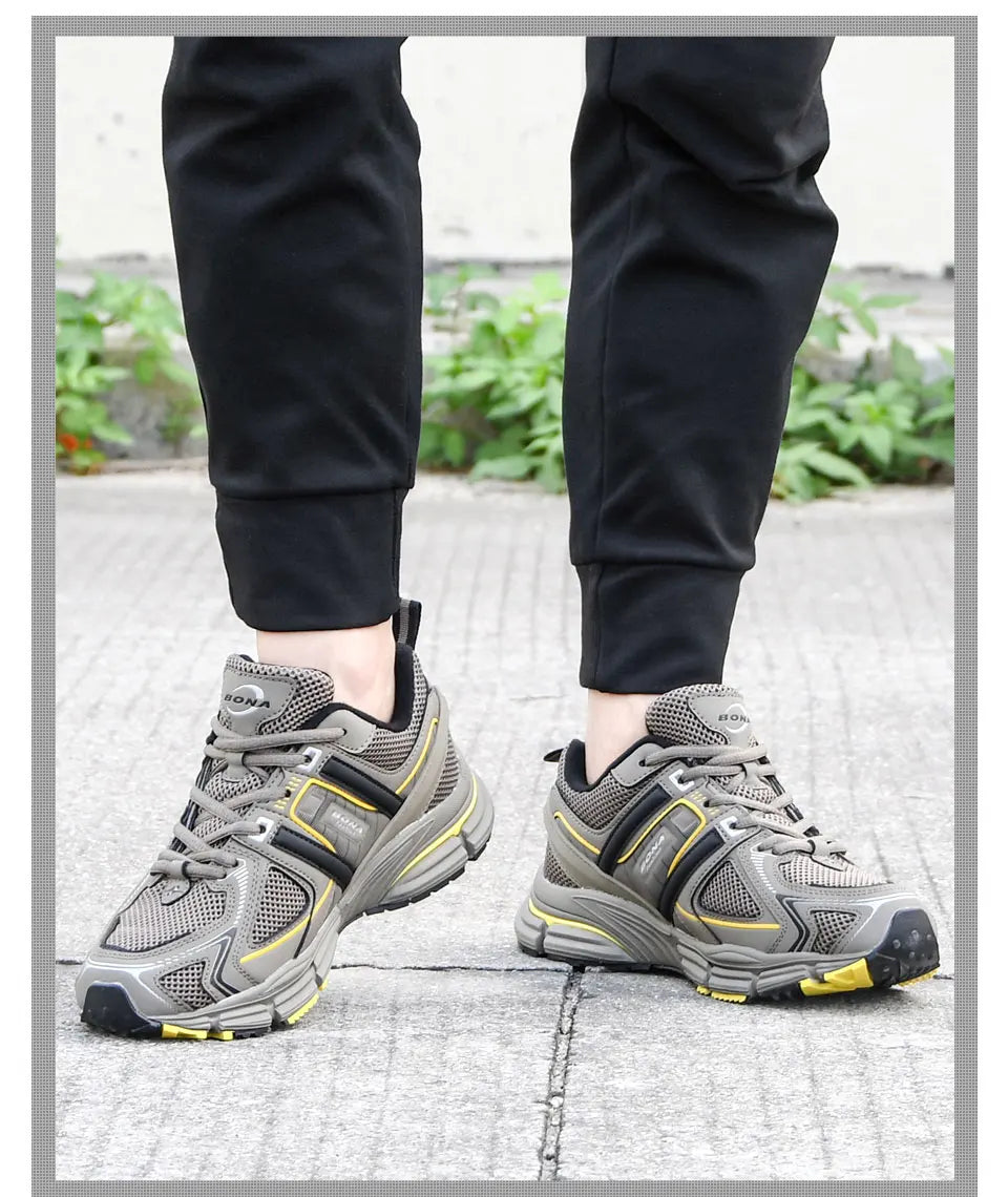 BONA 2023 New Designers Light Running Jogging Mesh Shoes Breathable Comfortable Men Sneakers Casual Outdoor Sport Shoes Man Mesh