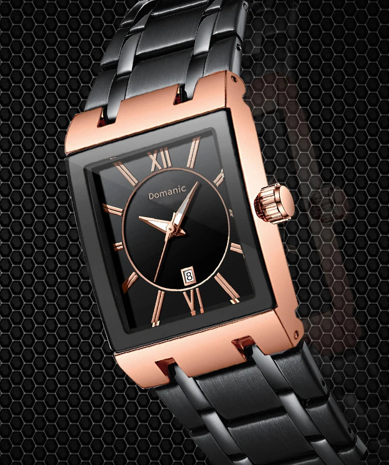 Luxuriöse BINBOND-Herrenarmbanduhr mit präzisem Quarzwerk, Leuchtzeiger, wasserdicht, automatische Datumsanzeige, aus strapazierfähigem Edelstahl, lässiger Stil.