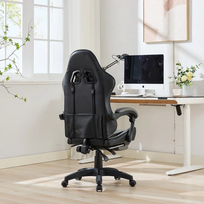 Ergonomic Rotating Gaming Chair, 360° Reclining Office Chair, Pivoting, Height-Adjustable, Footrest, Headrest